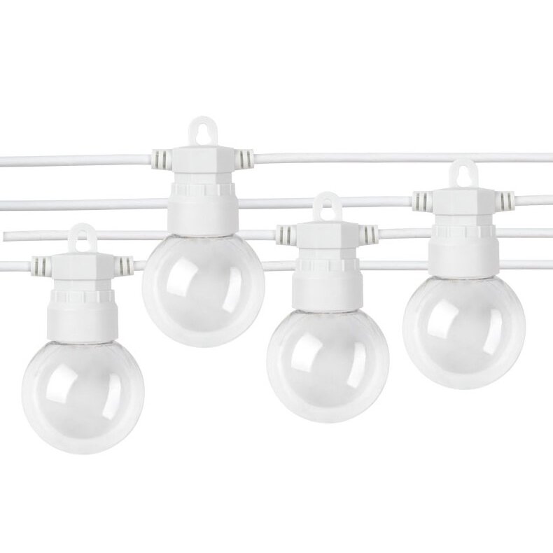 LED lauko girlianda, balta, 13m, 20 lizdų, 6W, šilta balta šviesa 1