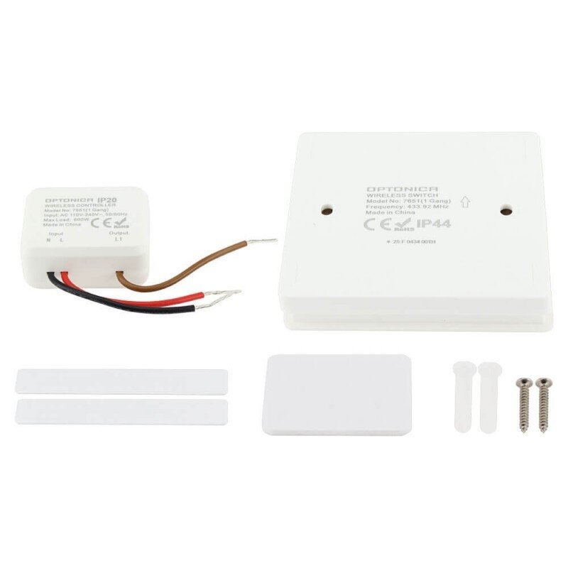 LED 1-Gang Remote Control Switch with Controller, White 2