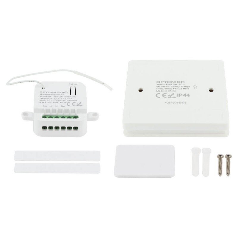 LED 1-Gang Remote Control Switch with Controller, WiFi, White 2