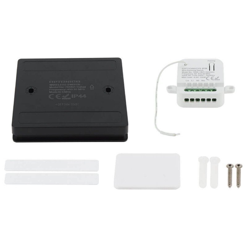 LED 1-Gang Remote Control Switch with Controller, WiFi, Black 2