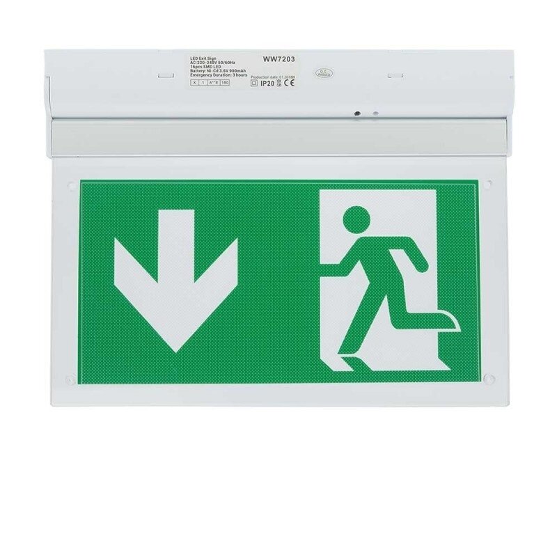 LED Wall Surface Emergency Exit Light, 2W, 3 Hours, with PVC Legend, White Light 1 LED Wall Surface Emergency Exit Light, 2W, 3 Hours, with PVC Legend, White Light 1