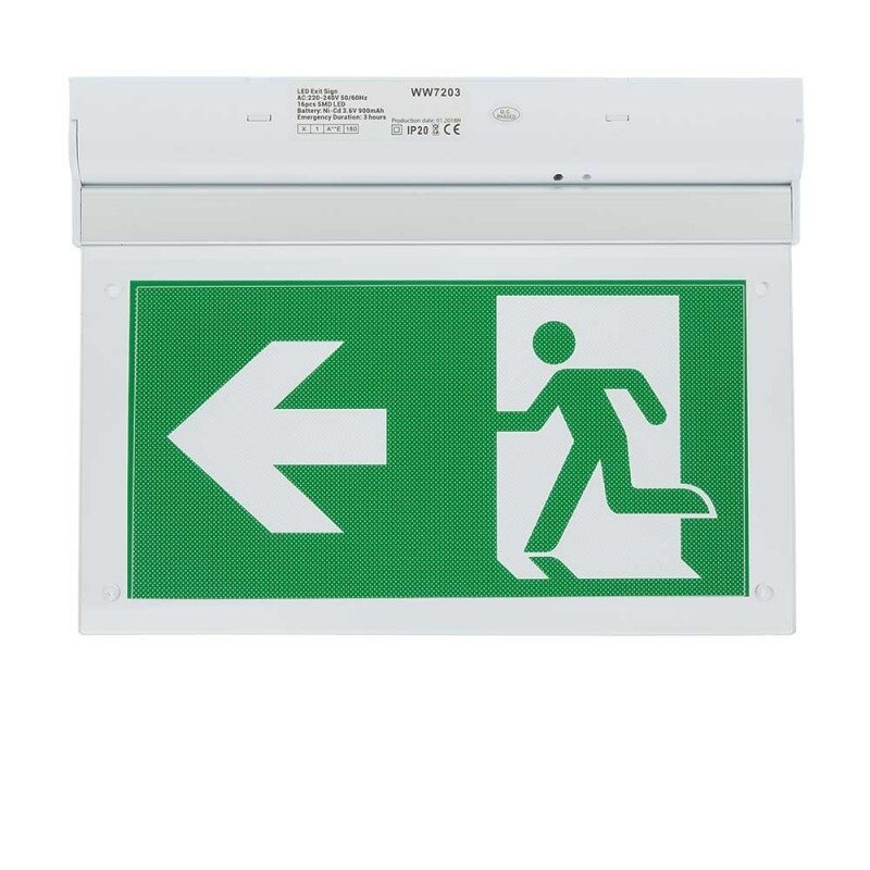 LED Wall Surface Emergency Exit Light, 2W, 3 Hours, with PVC Legend, White Light 2 LED Wall Surface Emergency Exit Light, 2W, 3 Hours, with PVC Legend, White Light 2