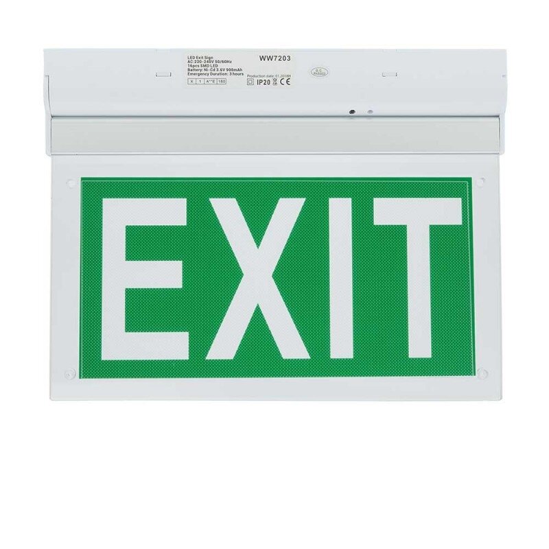 LED Wall Surface Emergency Exit Light, 2W, 3 Hours, with PVC Legend, White Light 3