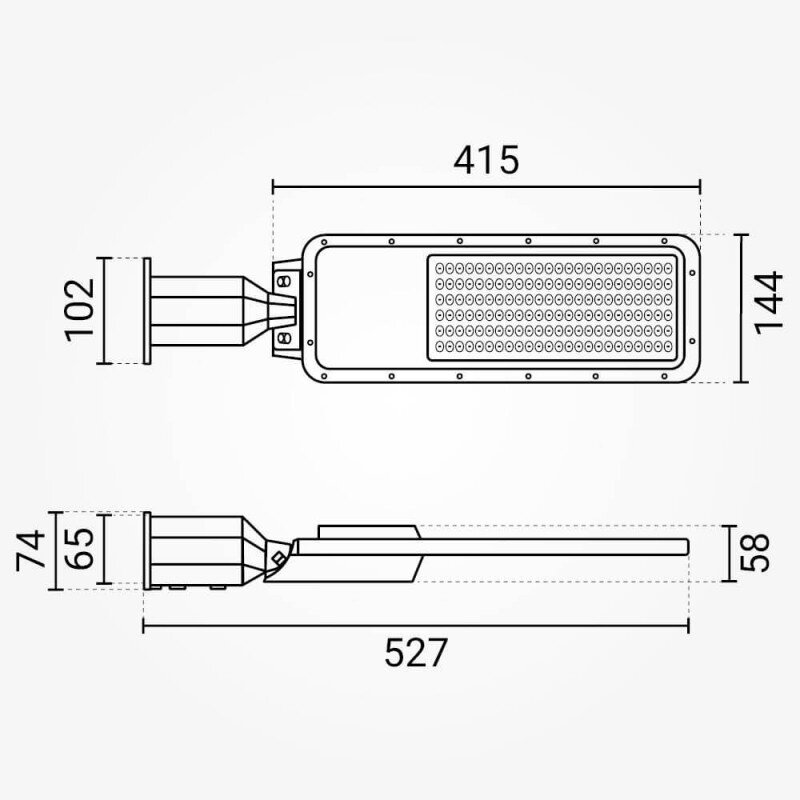 LED gatvės šviestuvas, reguliuojamas spindulys, 3 metai garantija, 120Lm/W, 100W, šalta balta šviesa 3 LED gatvės šviestuvas, reguliuojamas spindulys, 3 metai garantija, 120Lm/W, 100W, šalta balta šviesa 3