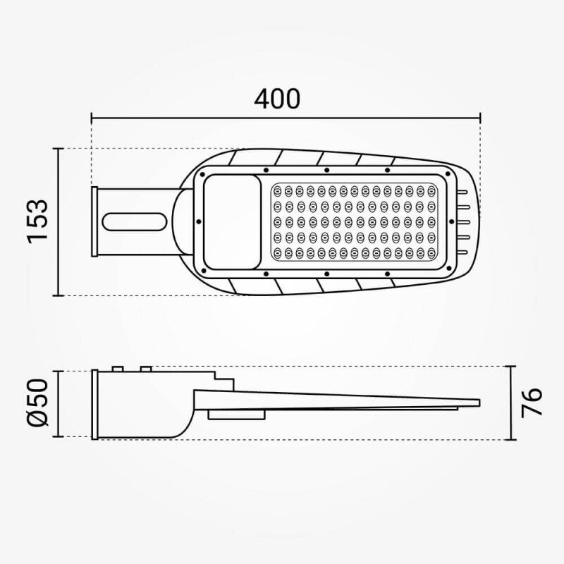 LED gatvės šviestuvas, stiklinis, 50W, šalta balta šviesa 4
