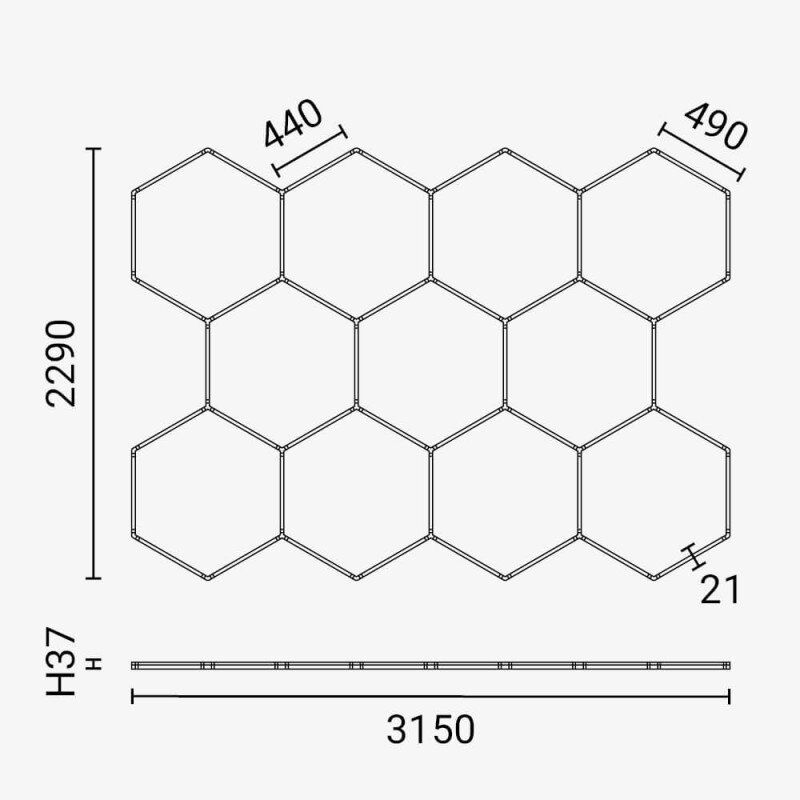 LED Hexagon Lights, 11HEX, 385W, White Light 2