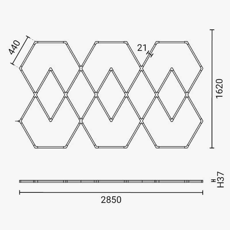 LED korys (hexagon), 11HEX, 428W, šalta balta šviesa 3