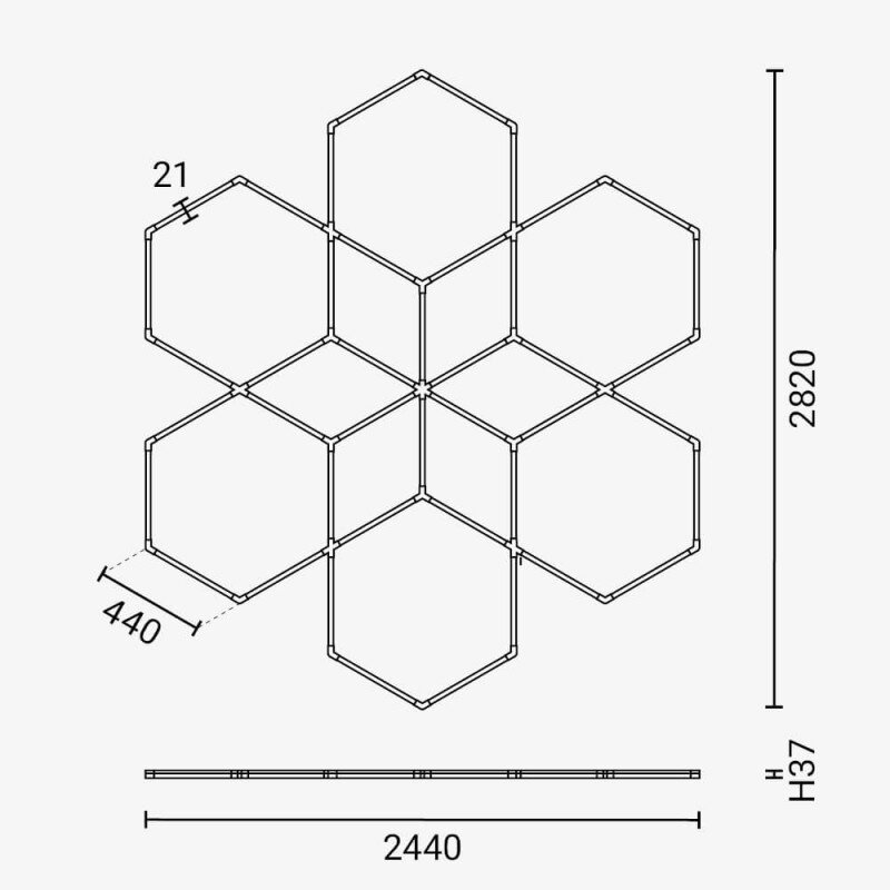 LED korys (hexagon), 12HEX, 294W, šalta balta šviesa 2