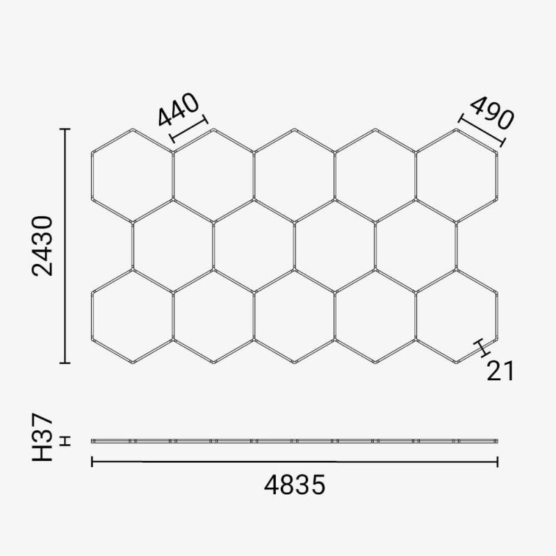 LED korys (hexagon), 14HEX, 456W, šalta balta šviesa 2