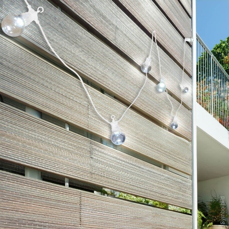 LED Outdoor String Light, White, 8m, 10Pcs., 3W, Warm Light 5