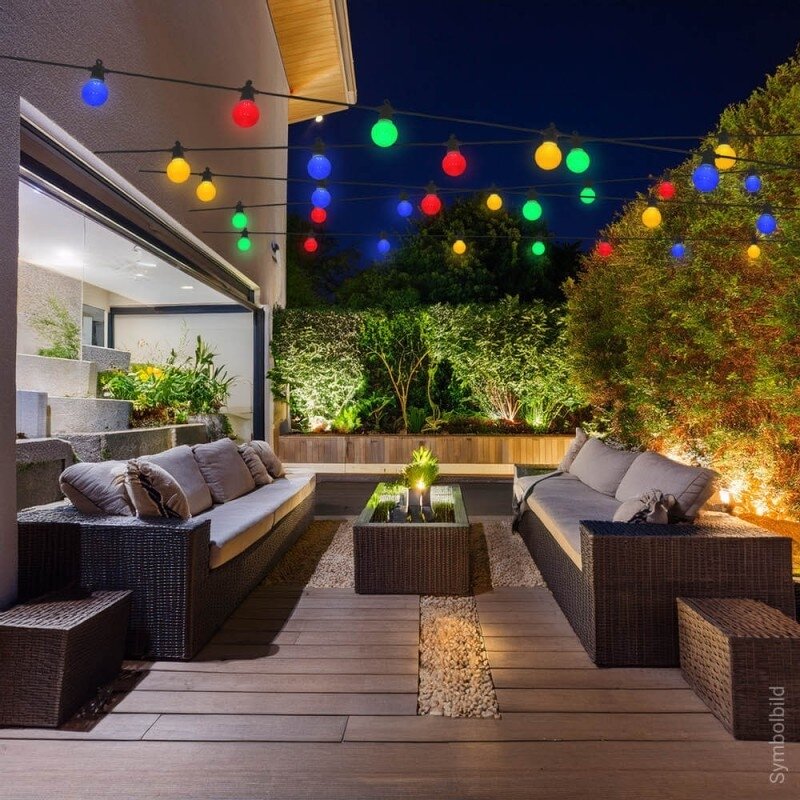 LED Outdoor String Light, Black, 8m, 10Pcs., 3W, Colorful 2