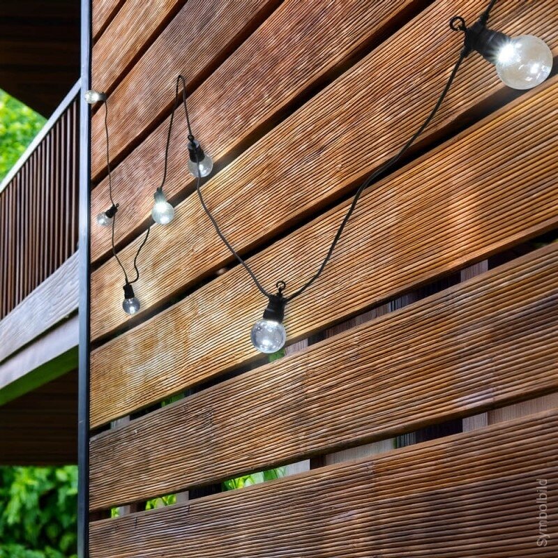 LED Outdoor String Light, Black, 8m, 10Pcs., 3W, White Light 5