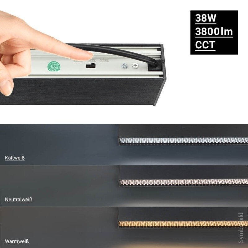 LED Linear Light, 38W, Black Body, CCT, Honey Comb Reflector 4