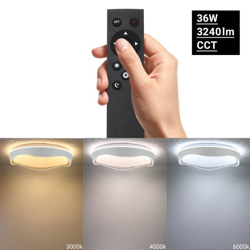 LED Ceiling Light, 20W, White, Memory, Remote Control, 3CCT 2