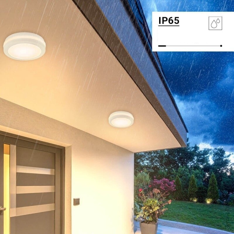 LED Outdoor Ceiling Light, White, 20W, CCT 3