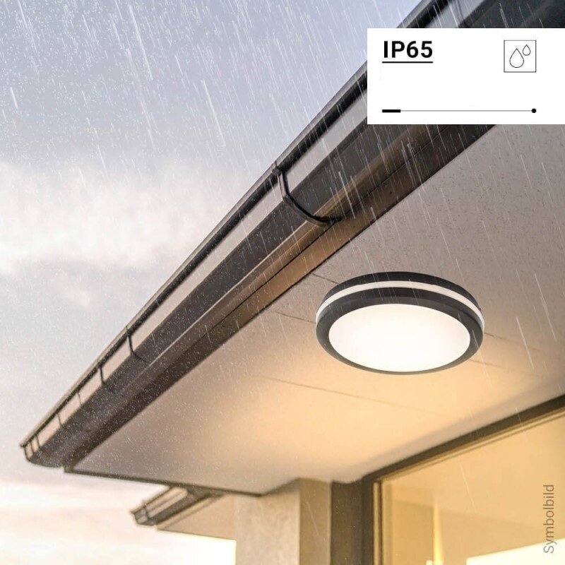 LED Outdoor Ceiling Light, Black, 30W, CCT, Microwave Sensor 3
