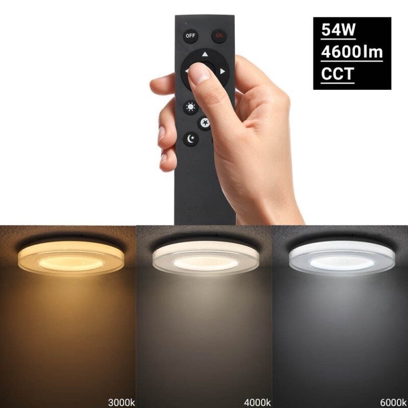 LED Ceiling Light, 36W, White, Memory, Remote Control, 3CCT 2