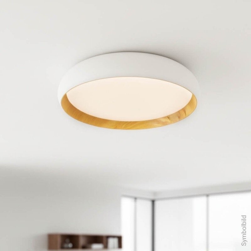 LED Ceiling Light, 36W, White/Wood, CCT Light 4