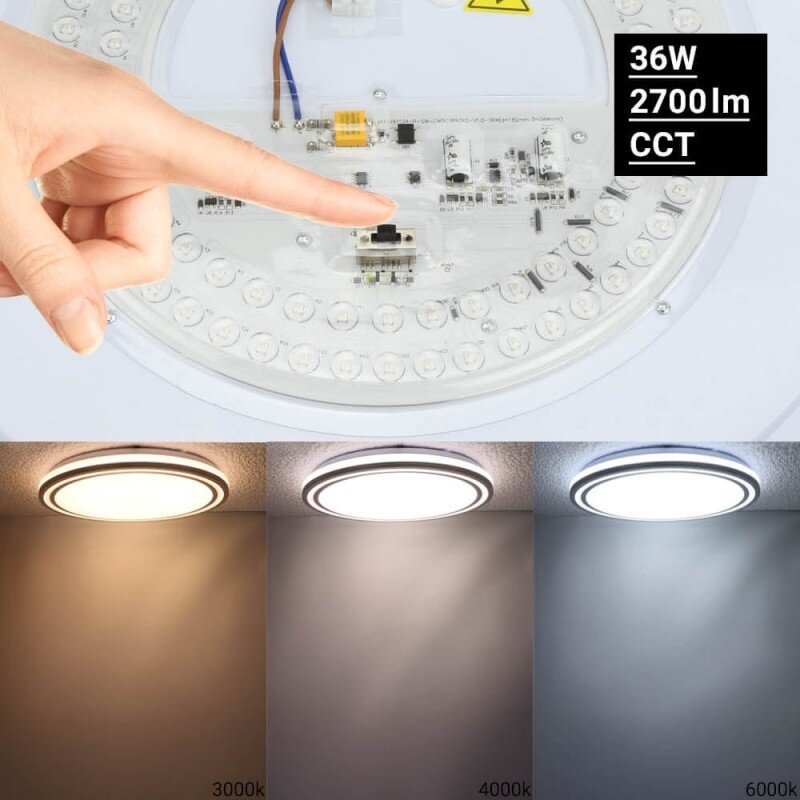 LED Ceiling Light, 36W, White/Taupe, CCT Light 3