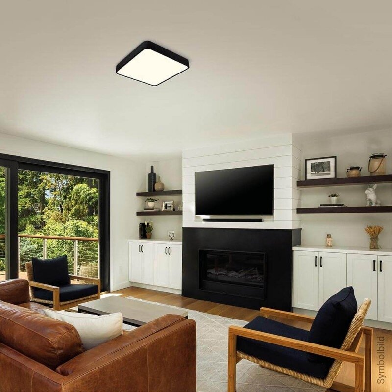 LED Ceiling Light, Black Body, Square, 30W, Neutral Light 3