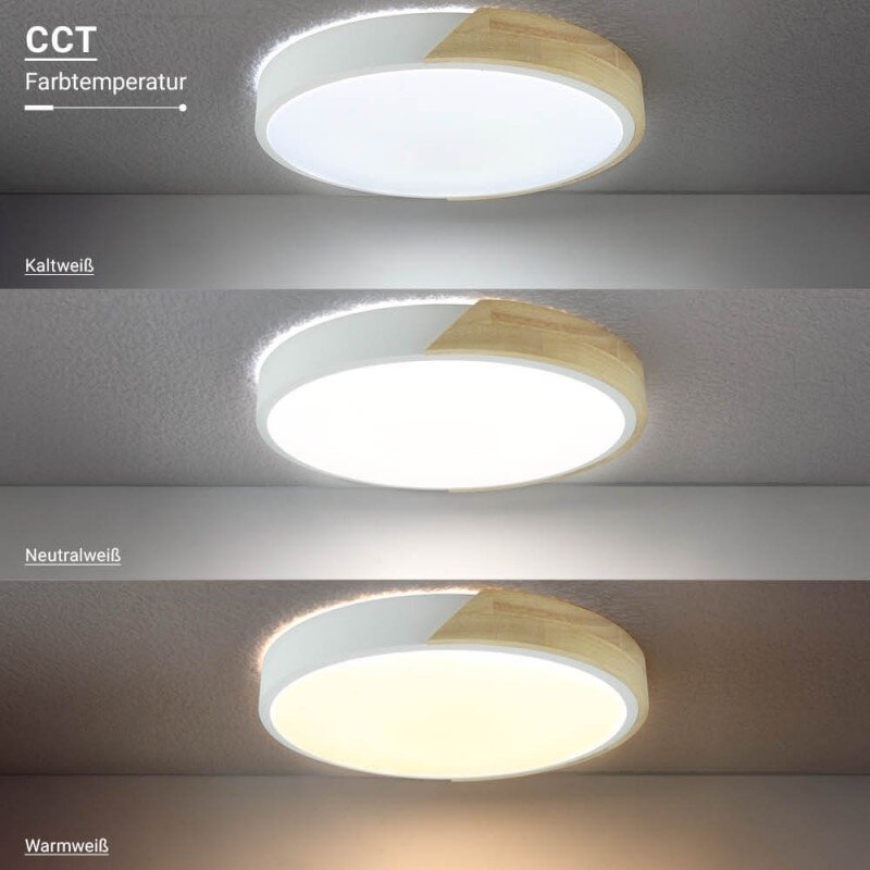 LED Ceiling Light, 48W, White/Wood, CCT Light, Remote Control 3