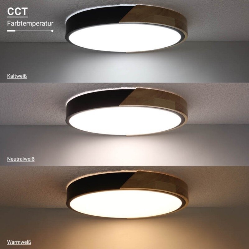 LED Ceiling Light, 48W, Black/Wood, CCT Light, Remote Control 3