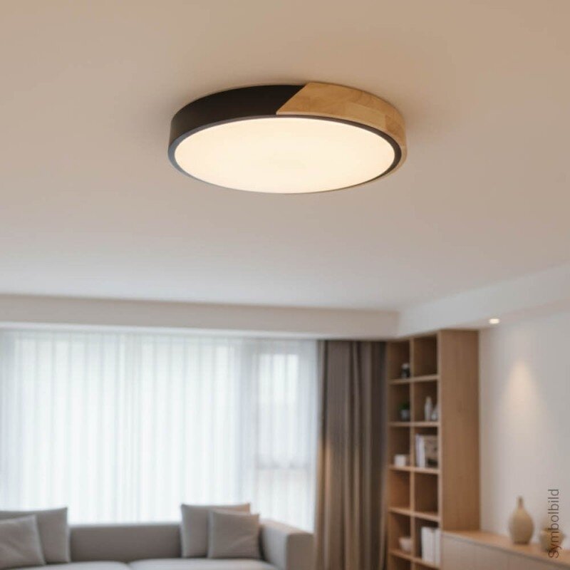 LED Ceiling Light, 48W, Black/Wood, CCT Light, Remote Control 4