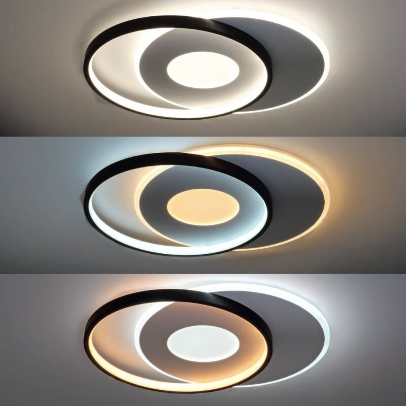 LED Ceiling Lamp, 54W, White/Black, Dimmable, Remote Control, CCT 4