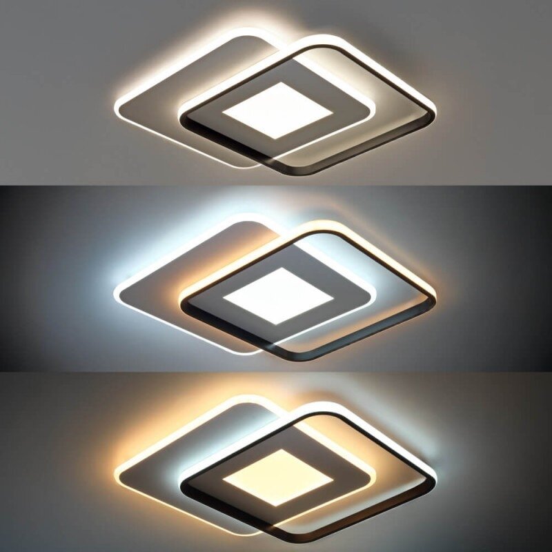 LED Ceiling Lamp, 60W, White/Black, Dimmable, Remote Control, CCT 4