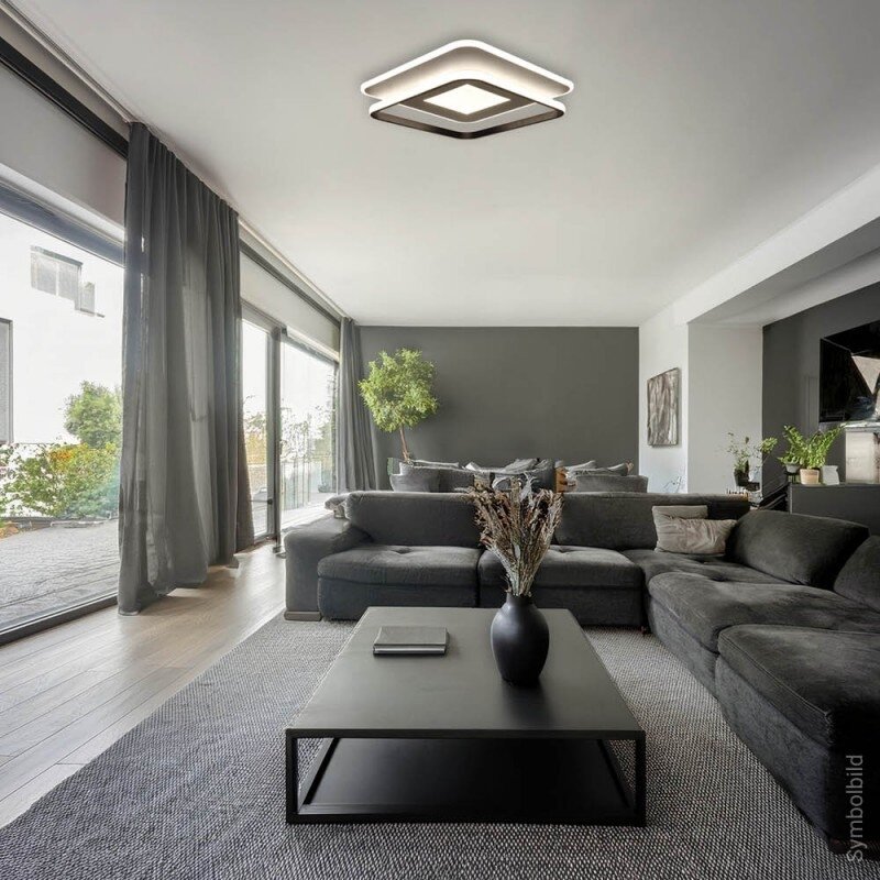 LED Ceiling Lamp, 60W, White/Black, Dimmable, Remote Control, CCT 5