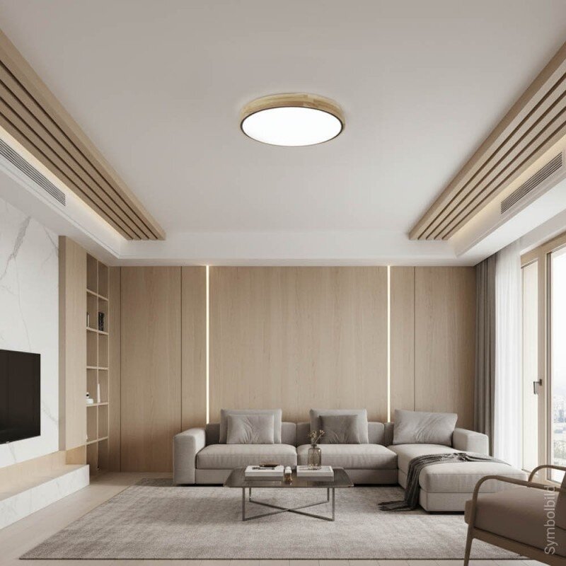 LED lubų šviestuvas, 60W, juodas/medžio, CCT šviesa, nuotolinis valdymas 3