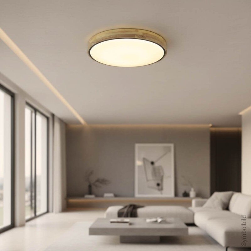 LED lubų šviestuvas, 60W, juodas/medžio, CCT šviesa, nuotolinis valdymas 4