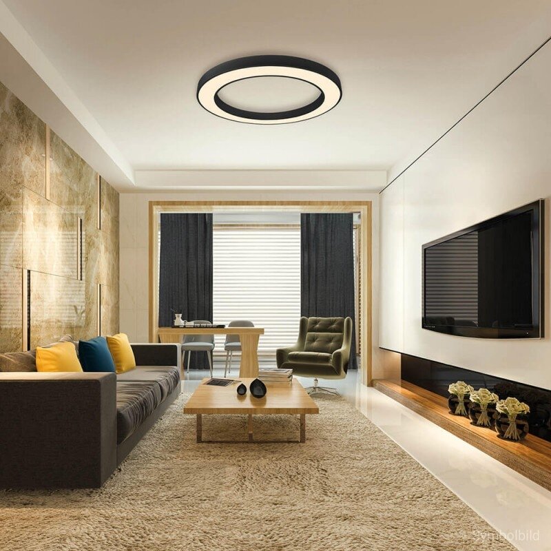 LED Ceiling Light, Round Shape, Black Body, 64W, Warm Light 3
