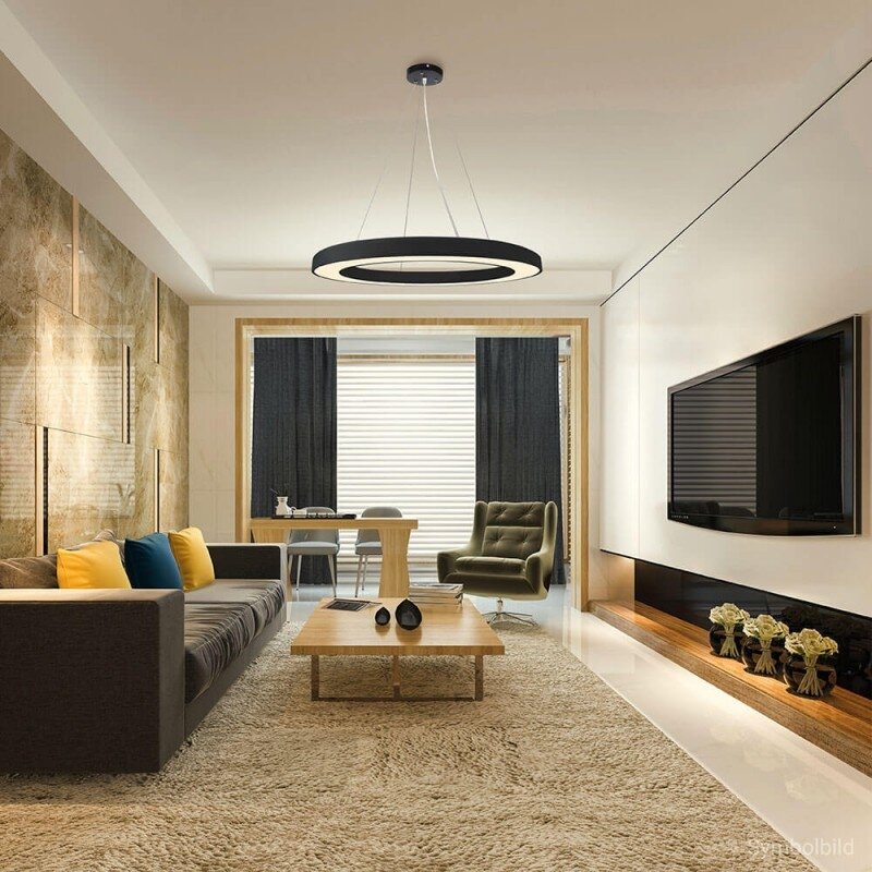 LED Ceiling Light, Round Shape, Black Body, 64W, Warm Light 4