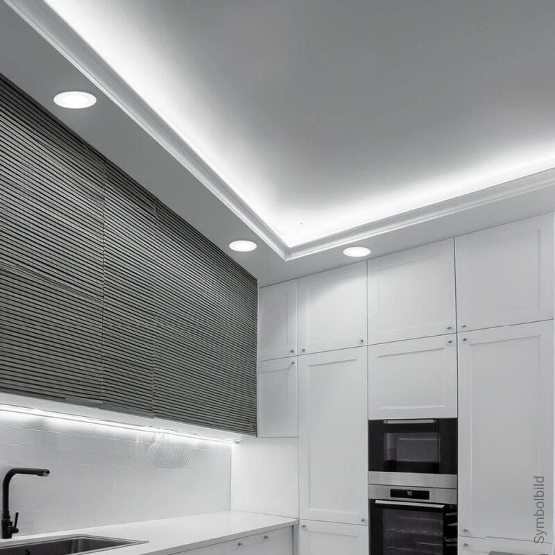 LED Ceiling Fitting, Round, Gypsum, Frosted Glass 4
