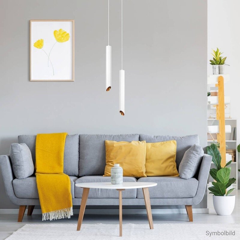 LED Hanging Fixture Fitting, White Body, Gold Inner, 500mm 2