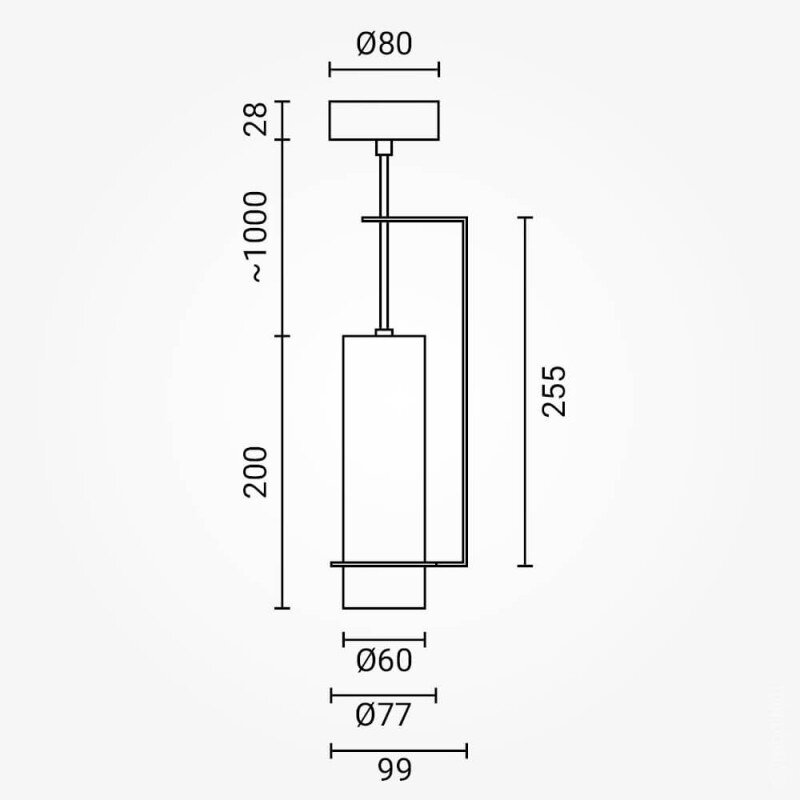 LED Hanging Fixture Fitting, White Body, with Bracket, 200mm 2