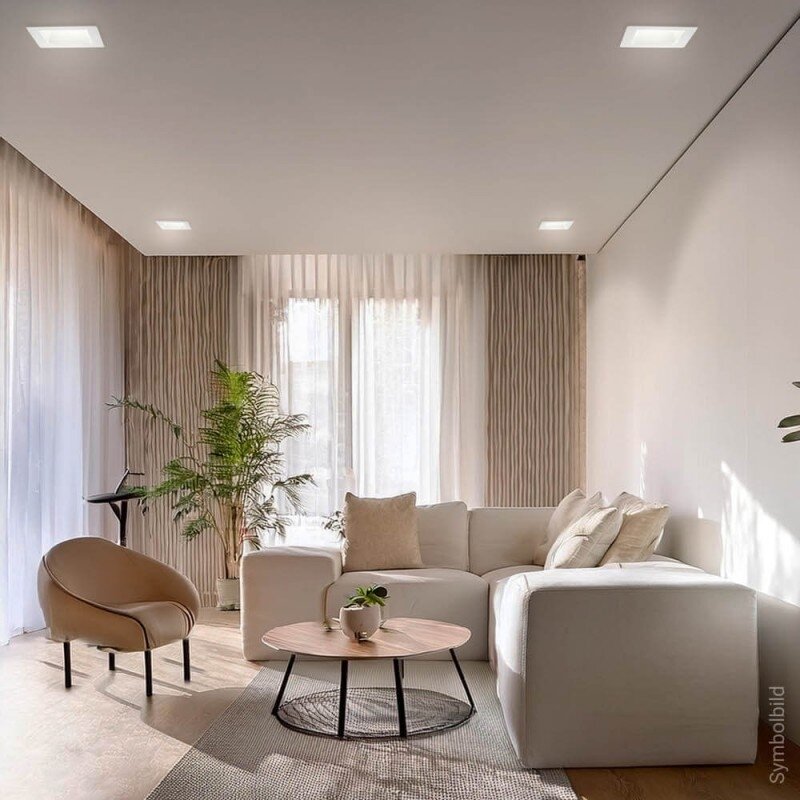 LED Ceiling Fitting, Square, Gypsum, 1 Socket 5
