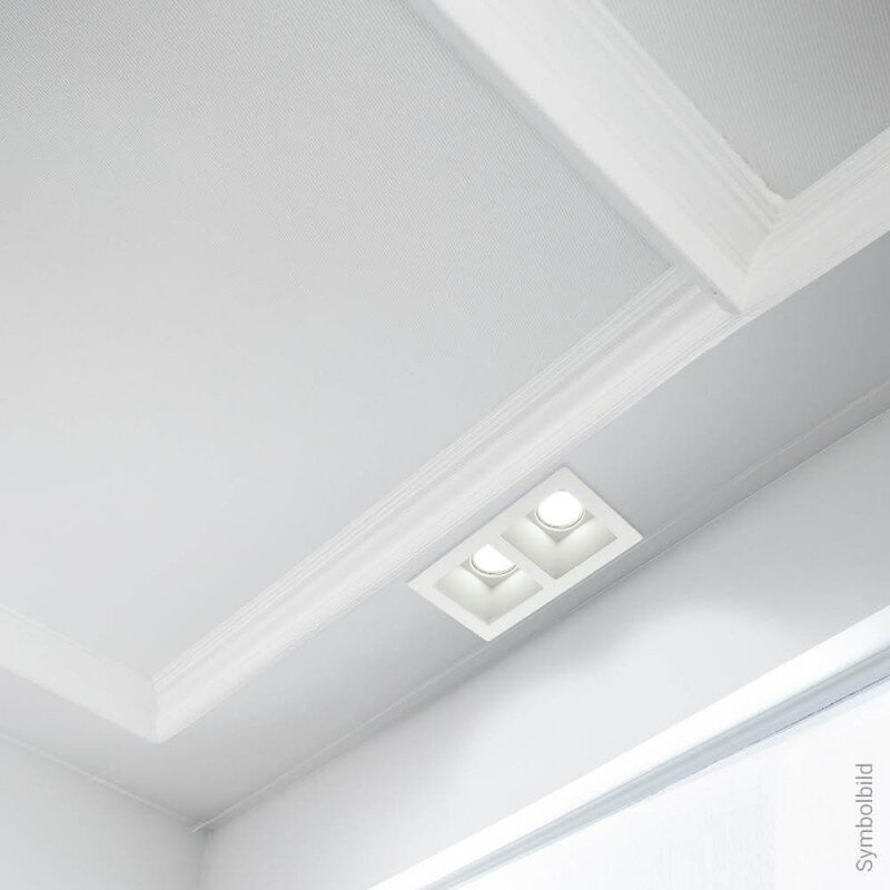 LED Ceiling Fitting, Square, Gypsum, 2 Sockets 4