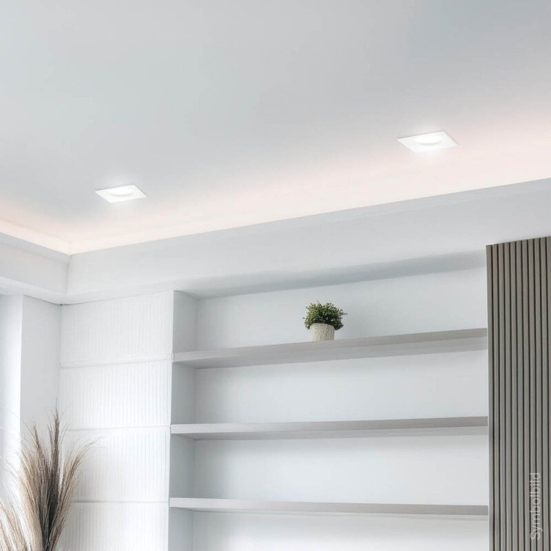 LED lubų šviestuvas, kvadratinis, gipsinis, apvalus 5