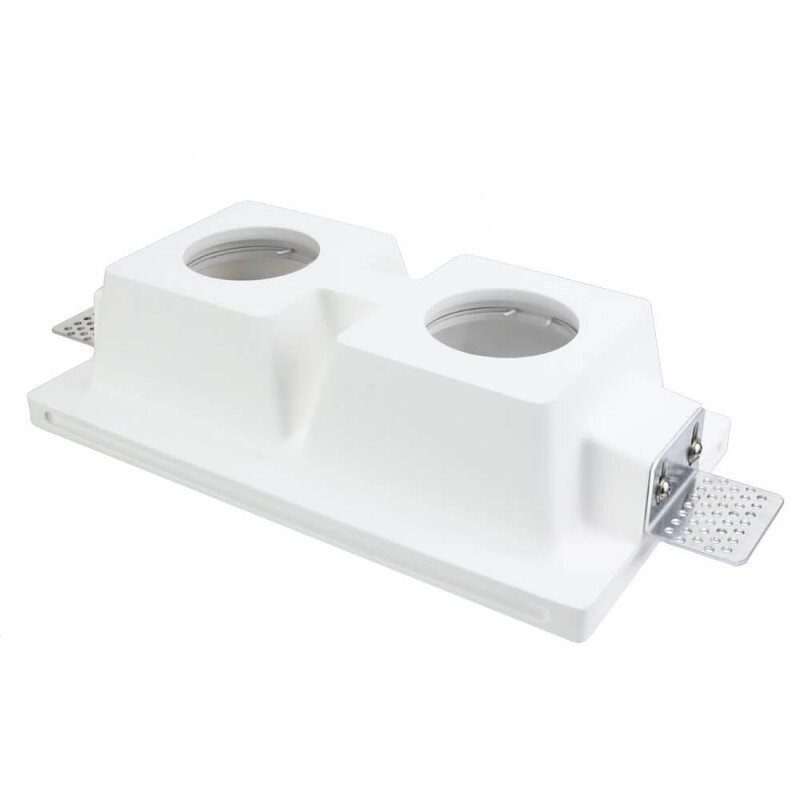 LED Ceiling Fitting, Square, Gypsum, Frosted Glass, 2 Sockets 3