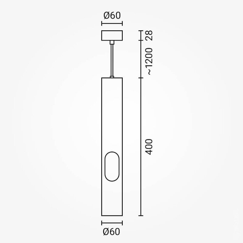 LED Hanging Fixture Socket, Black, 400mm 3