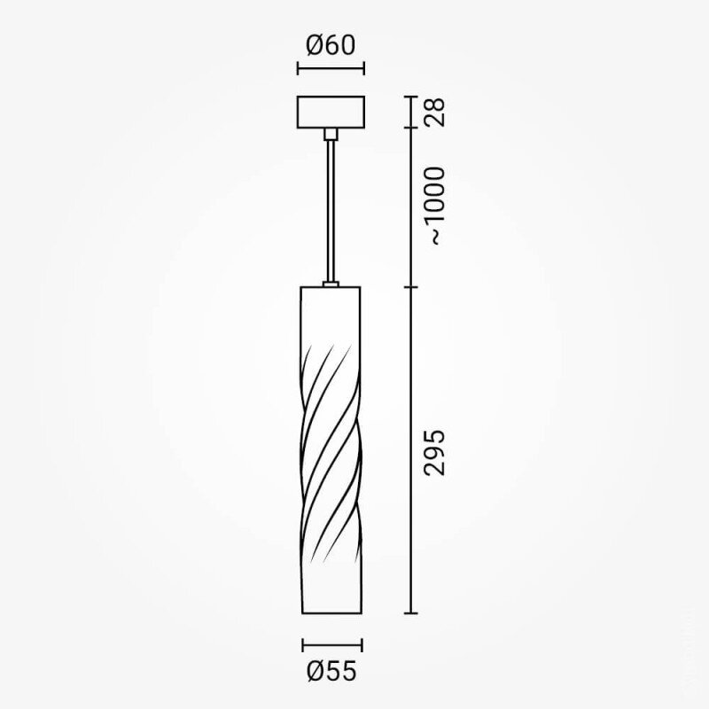 LED Hanging Fixture Socket, Black, 300mm 3