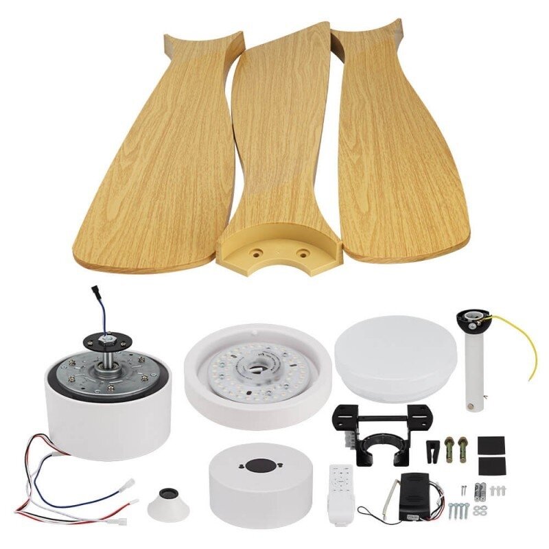 LED lubų šviestuvas/ventiliatorius, 18W, CCT šviesa, baltas/medis, nuotolinis valdymas 2 LED lubų šviestuvas/ventiliatorius, 18W, CCT šviesa, baltas/medis, nuotolinis valdymas 2