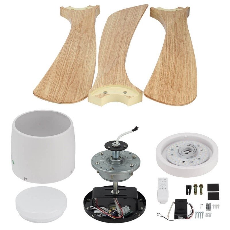 LED lubų šviestuvas/ventiliatorius, 18W, CCT šviesa, baltas/medis, nuotolinis valdymas 2 LED lubų šviestuvas/ventiliatorius, 18W, CCT šviesa, baltas/medis, nuotolinis valdymas 2