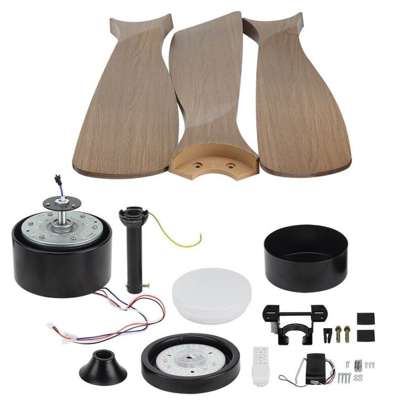 LED lubų šviestuvas/ventiliatorius, 18W, CCT šviesa, juodas/medis, nuotolinis valdymas 2 LED lubų šviestuvas/ventiliatorius, 18W, CCT šviesa, juodas/medis, nuotolinis valdymas 2