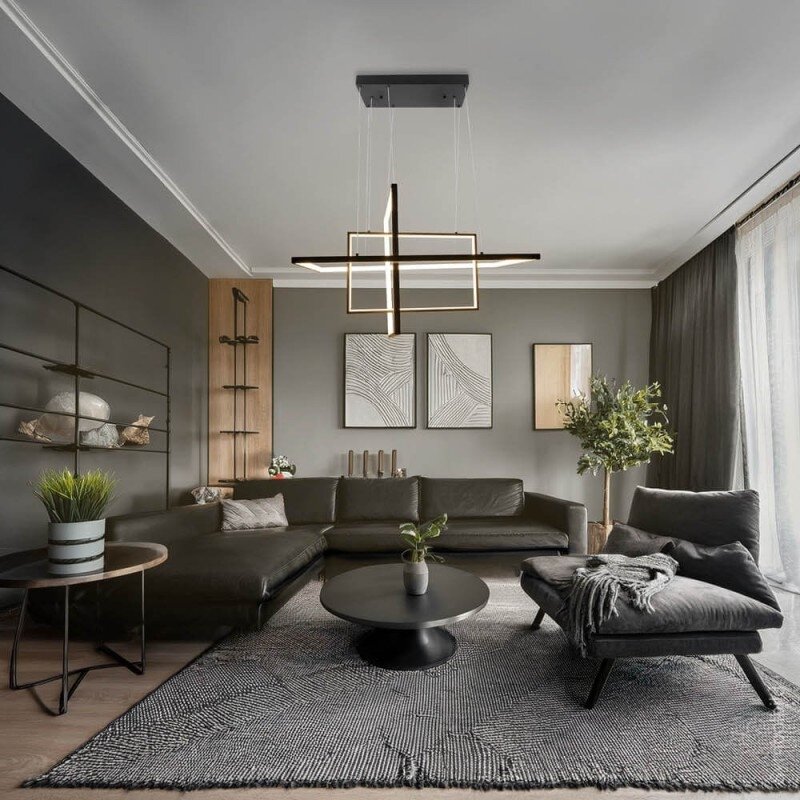 LED Pendant Lamp, 67W, Sand Black, Warm Light 3