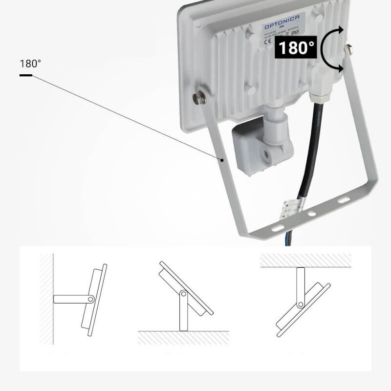 LED Floodlight, White, City Line, PIR Sensor, 20W, Warm Light 2