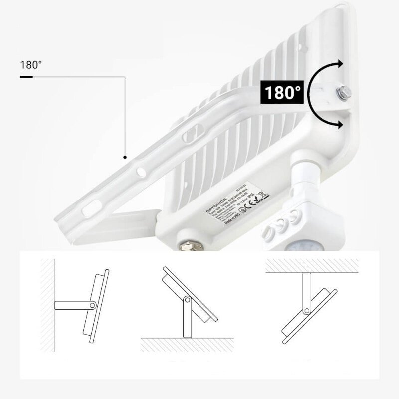 LED prožektorius, baltas, PIR jutiklis, 50W, 120°, neutrali balta šviesa 4