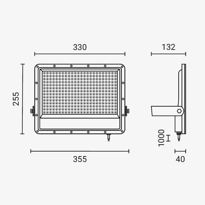 LED Floodlight, Black, 140Lm/W, 200W, White Light 4
